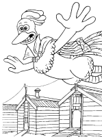 A coloring page of chicken run